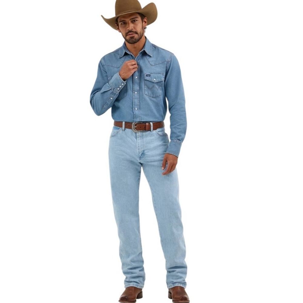 NEW Wrangler Mens Cowboy Cut Original Fit 13MWZ Jeans in Bleach Size 38x36